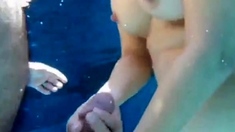 Girl pulling my cock underwater