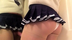Japanese schoolgirl micro mini upskirt panties .