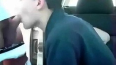 Sucking a cock seated in his car