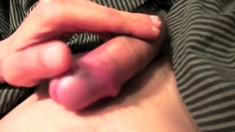 Bed uncut foreskin gaming closeup cum