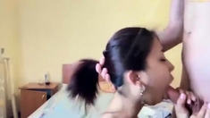 Horny Asian teen gets facial after blowjob and hard pou