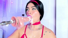 Bubble butt amateur goes solo with a toy in the powder room