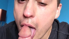 Gay blowjob big cock Dude groans like a lady