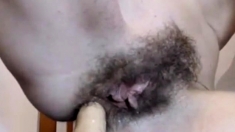 Girl play with hairy holes