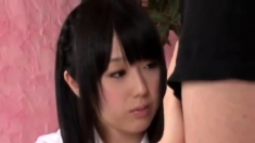 Cute Japanese 18 Schoolgirl Facial and Blowjob