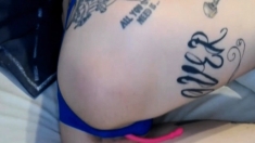 Sexy Hot Tattooed Babe Dildo Fucked Her Pussy