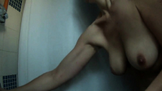 shower spy cam on busty hard nippled mature - compilation