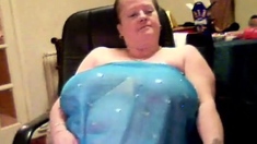 Ugly and obese granny exposes her disgusting fat body